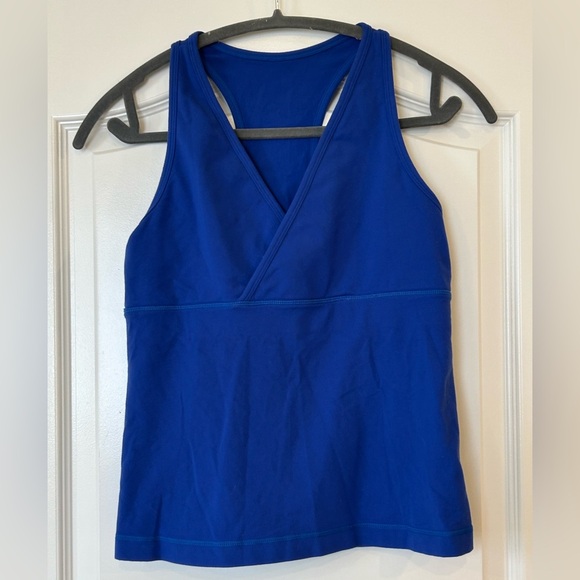 EUC Lululemon Royal Blue Racerback Deep V Tank Top with Built in Bra - Picture 1 of 5